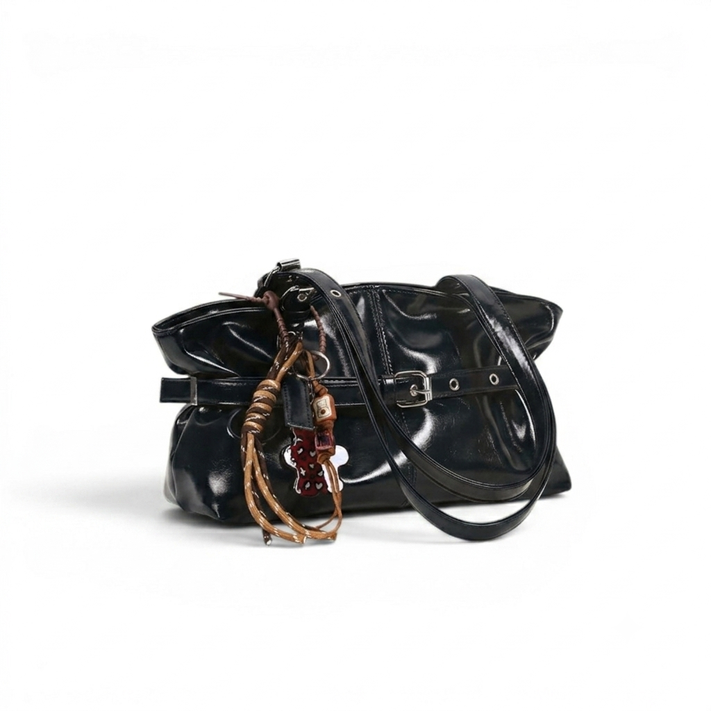 belt tote bag black