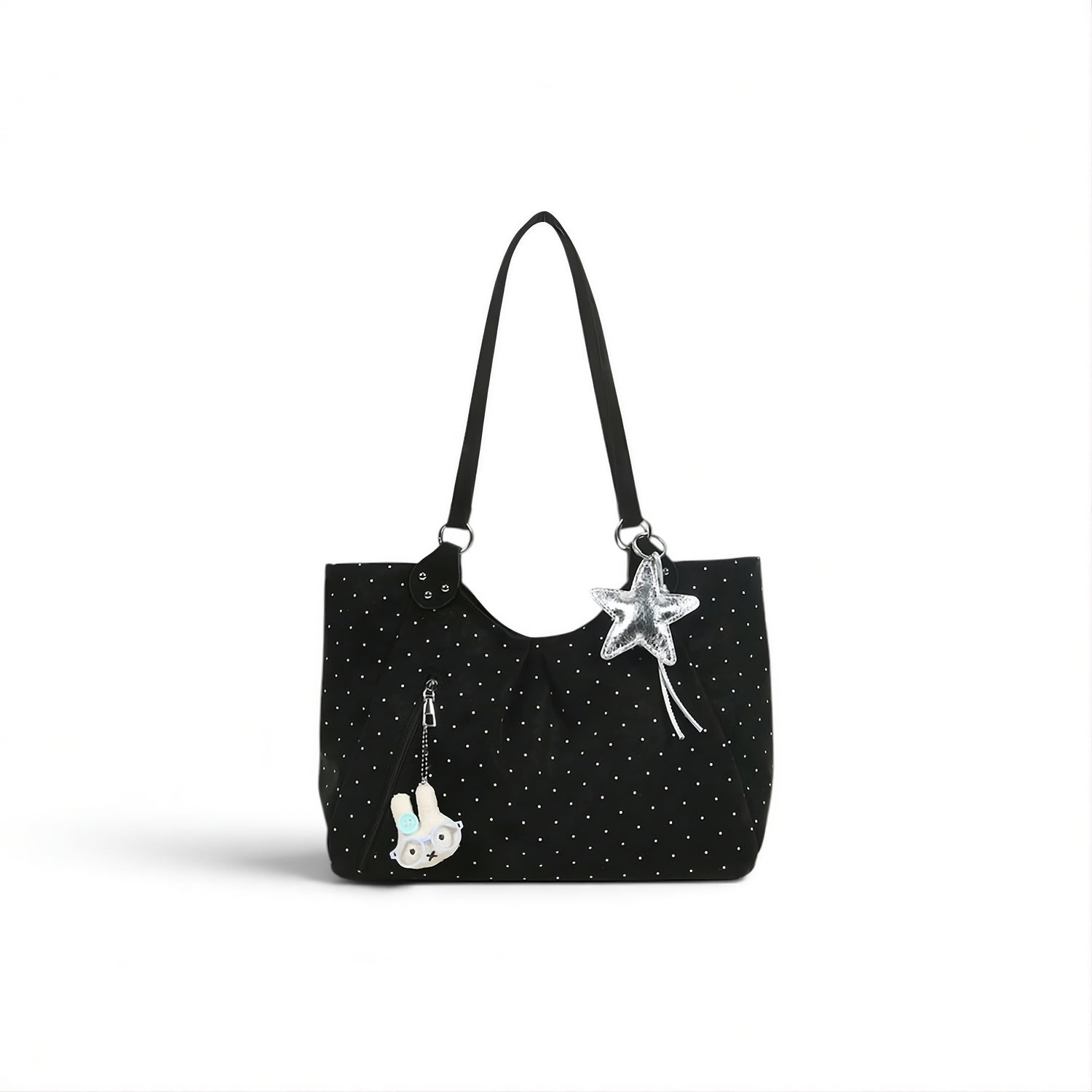 polka dot tote bag black