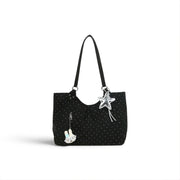 polka dot tote bag black