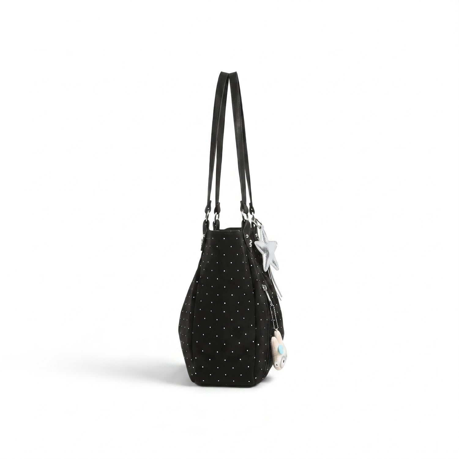 polka dot tote bag black