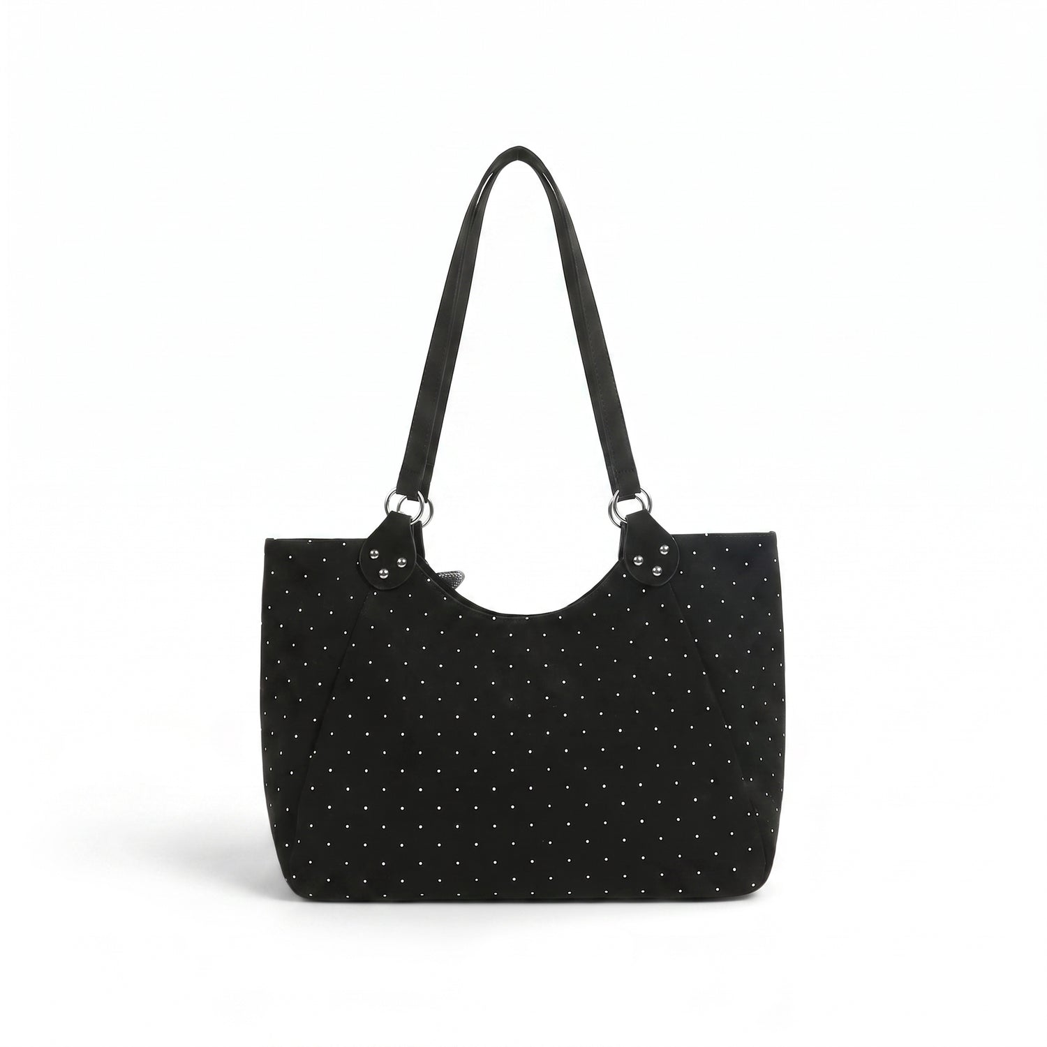 polka dot tote bag black