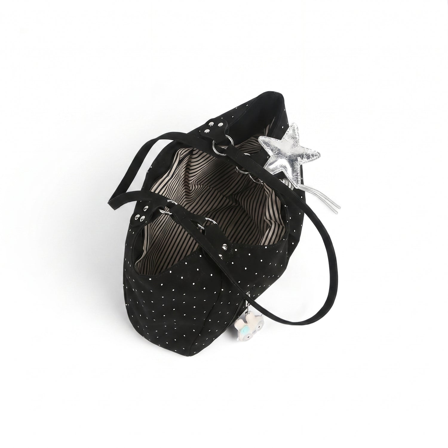 polka dot tote bag black