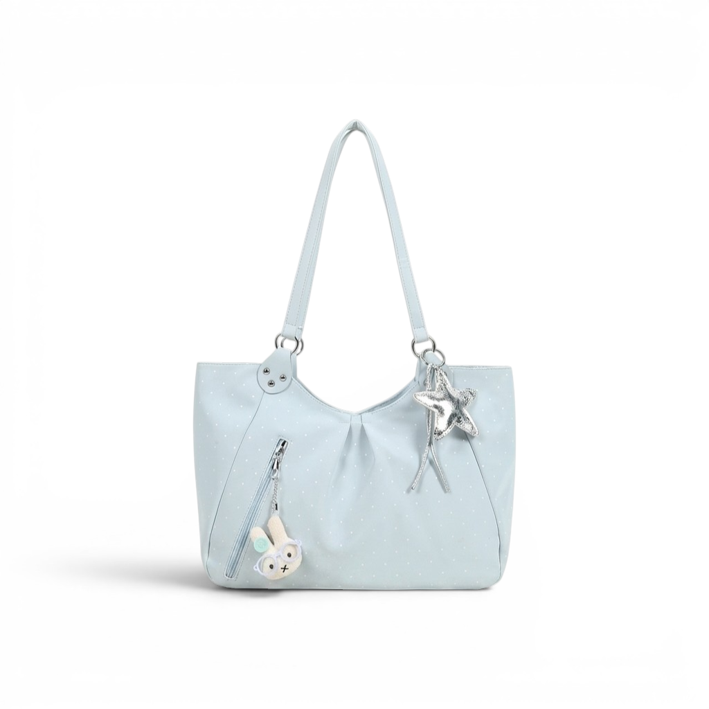 polka dot tote bag blue