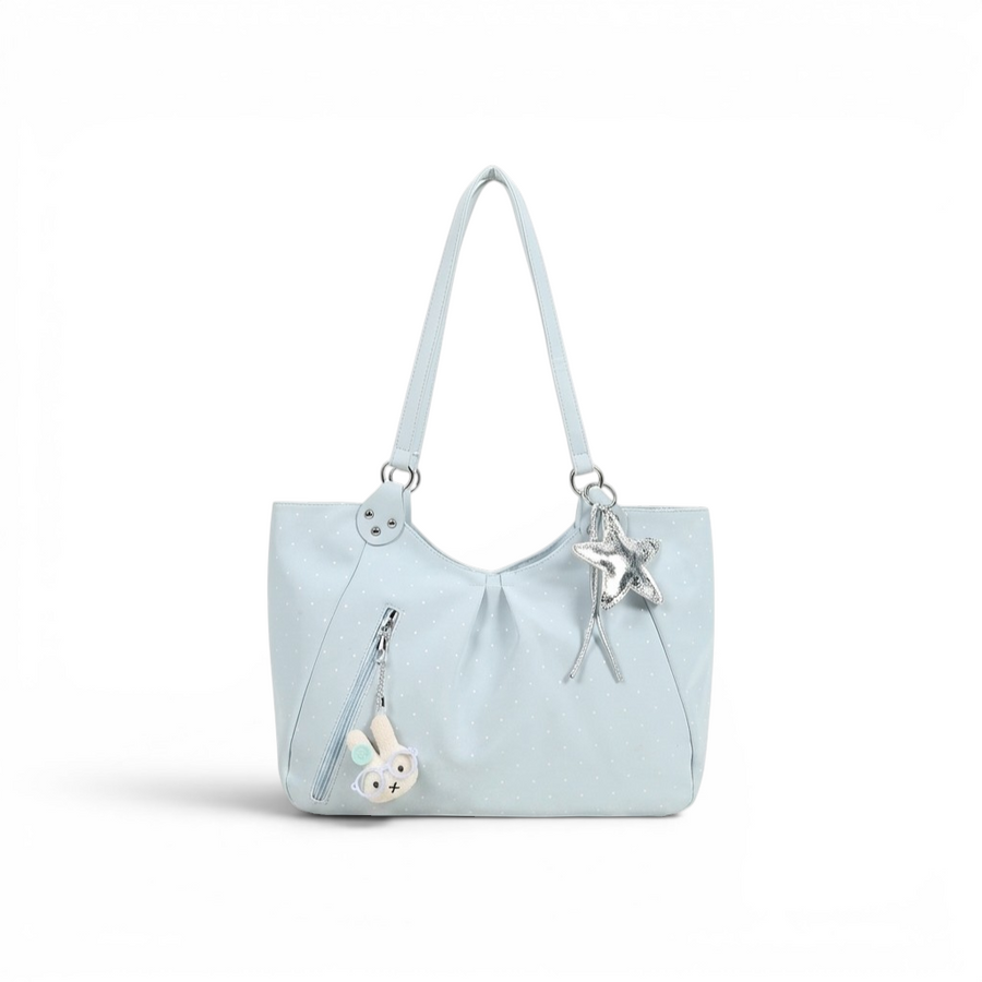 polka dot tote bag blue