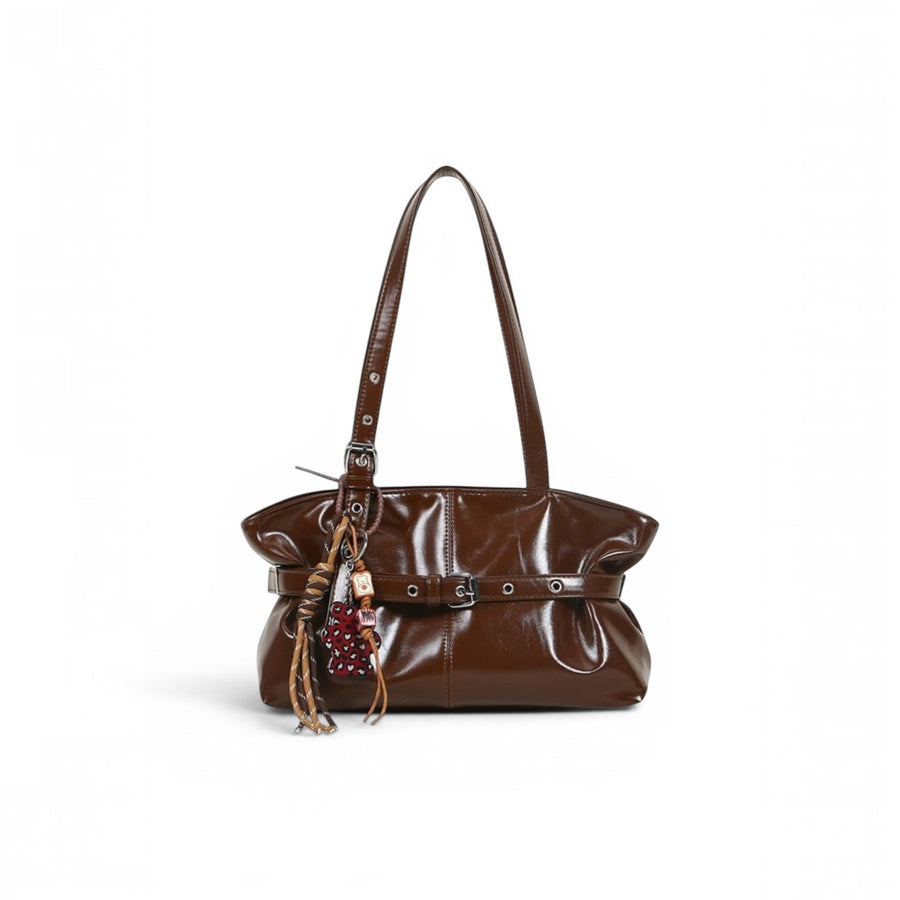 belt tote bag brown
