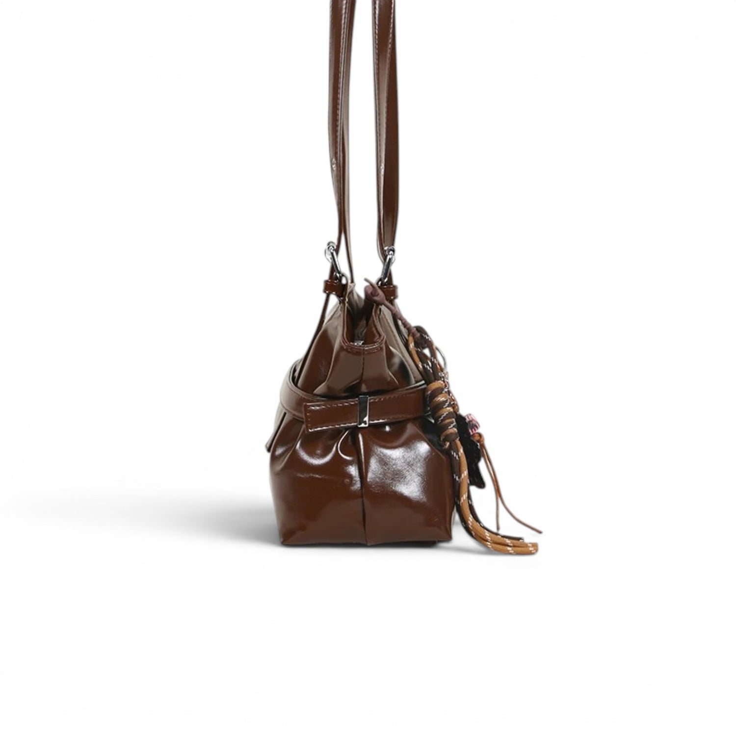 belt tote bag brown