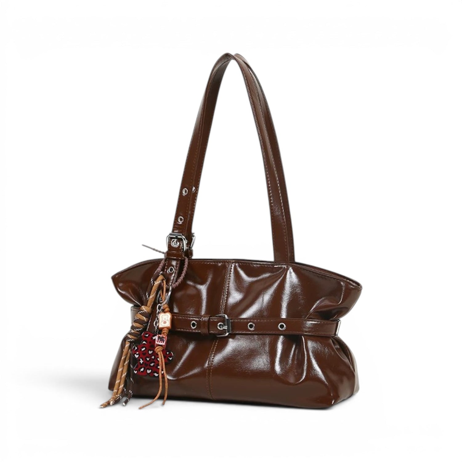 belt tote bag brown