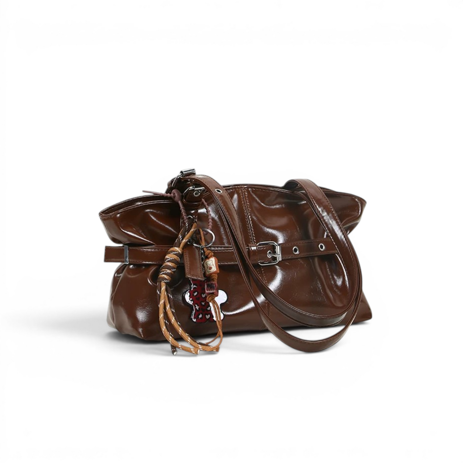 belt tote bag brown