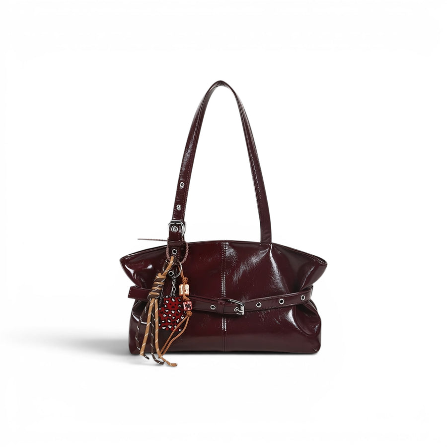 belt tote bag burgundy