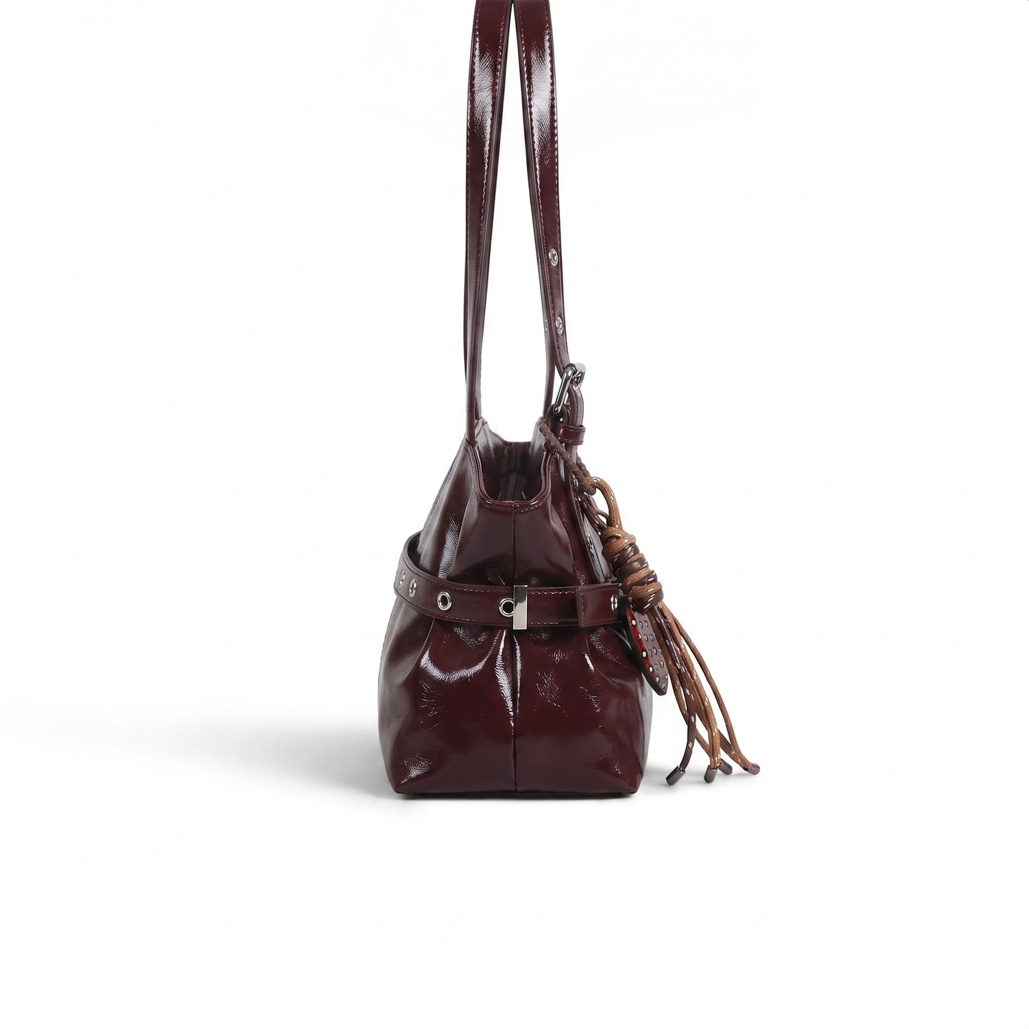 belt tote bag burgundy