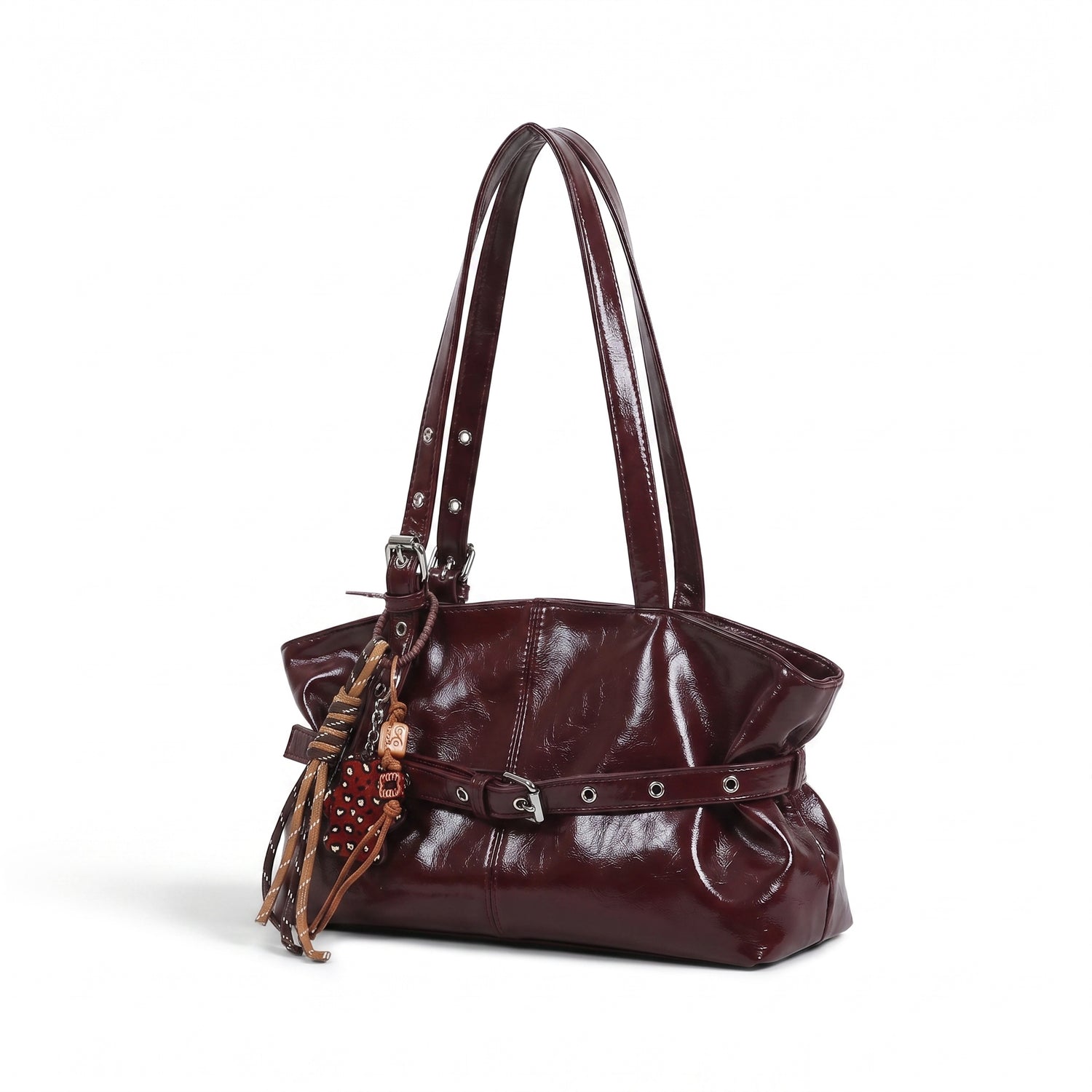 belt tote bag burgundy