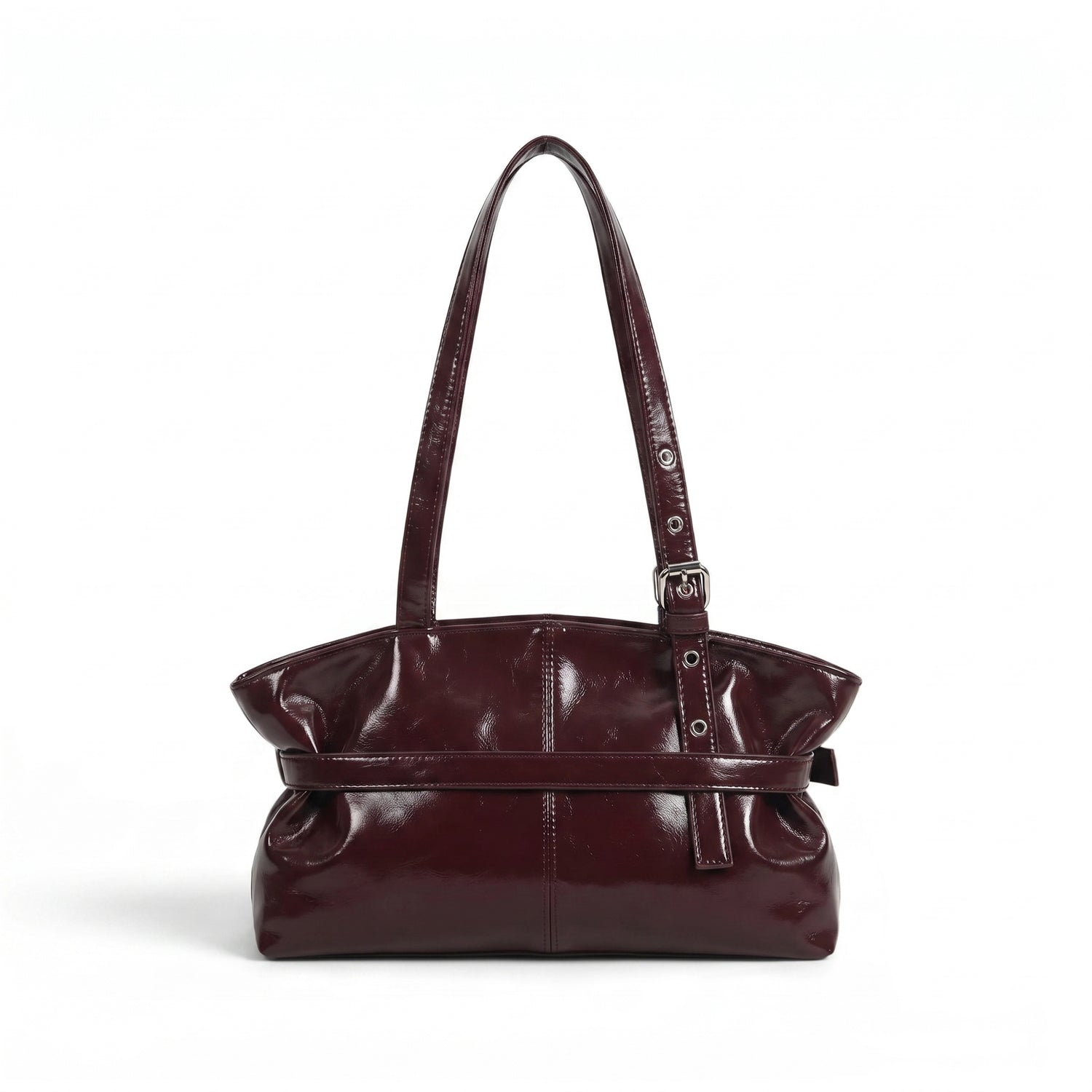 belt tote bag burgundy