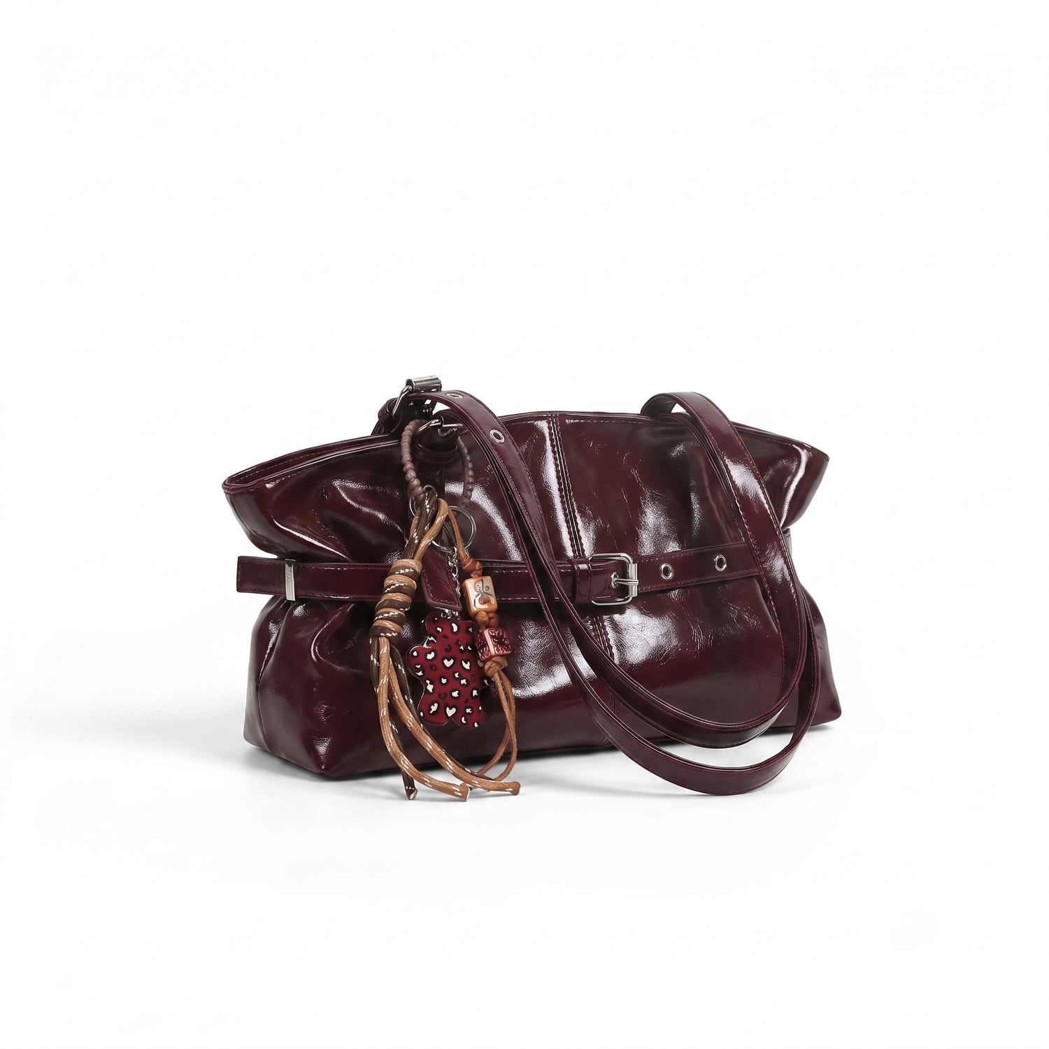 belt tote bag burgundy
