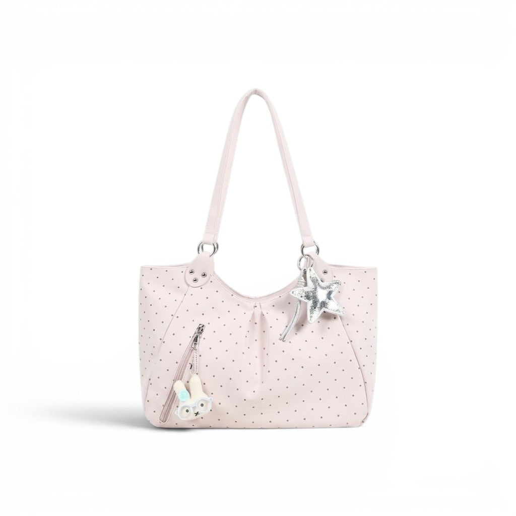 polka dot tote bag pink