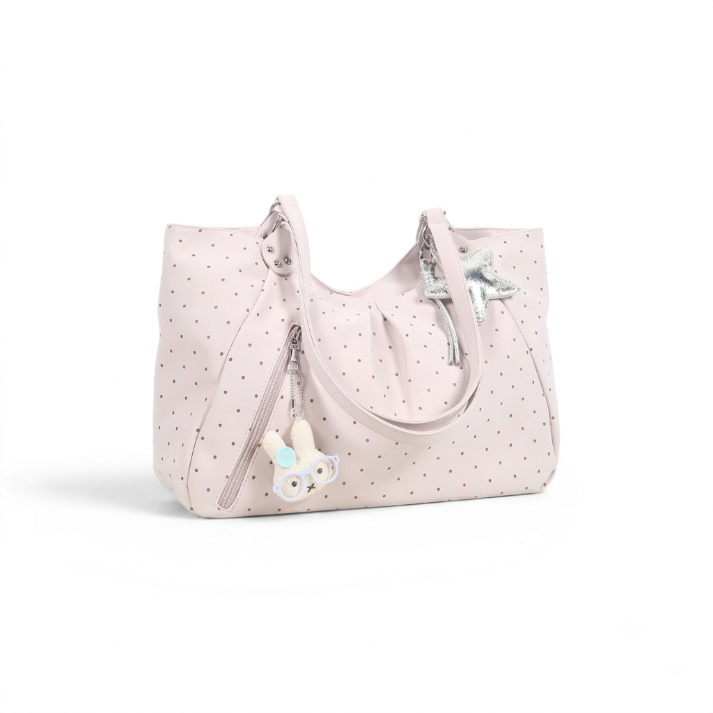 polka dot tote bag pink