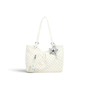 polka dot tote bag white