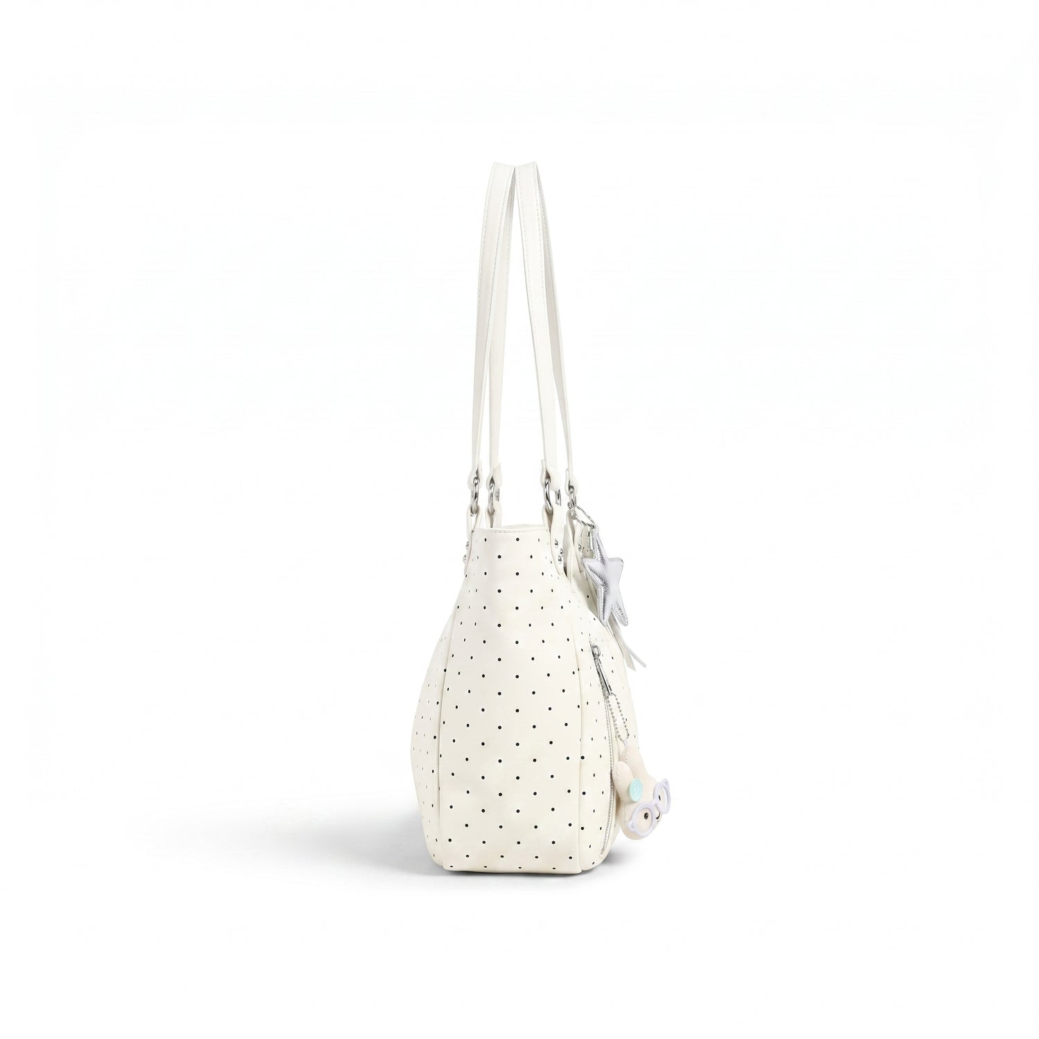 polka dot tote bag white