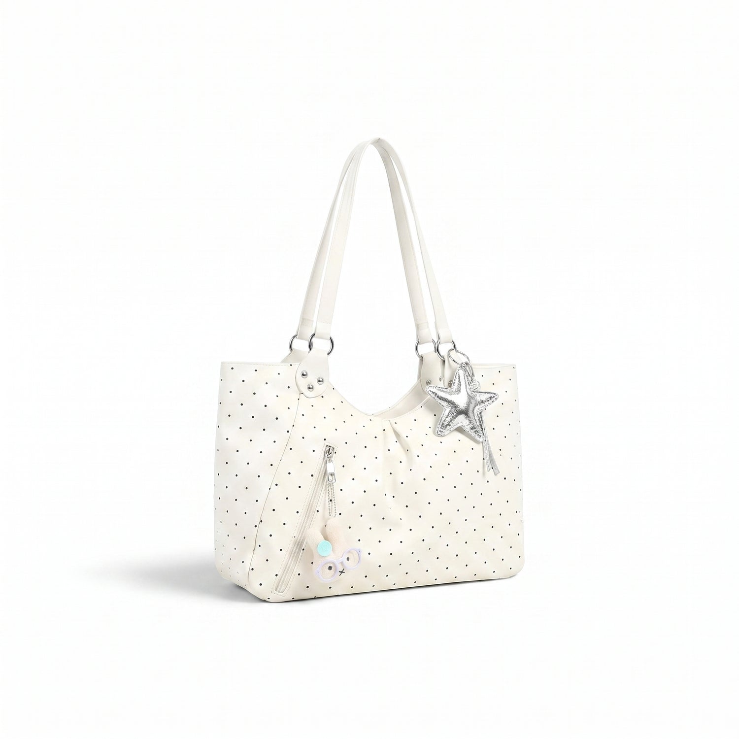 polka dot tote bag white