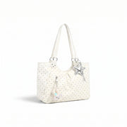 polka dot tote bag white